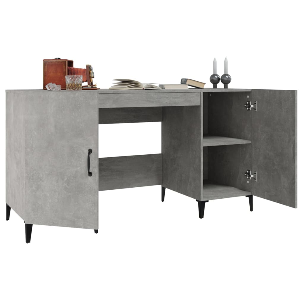 Desk Concrete Grey 140x50x75 cm Engineered Wood
